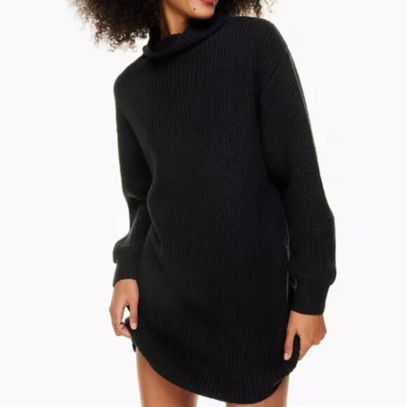WILFRED (Aritzia) S Black 100% Merino Wool Monpellier Sweater Dress Turtleneck - Picture 4 of 10